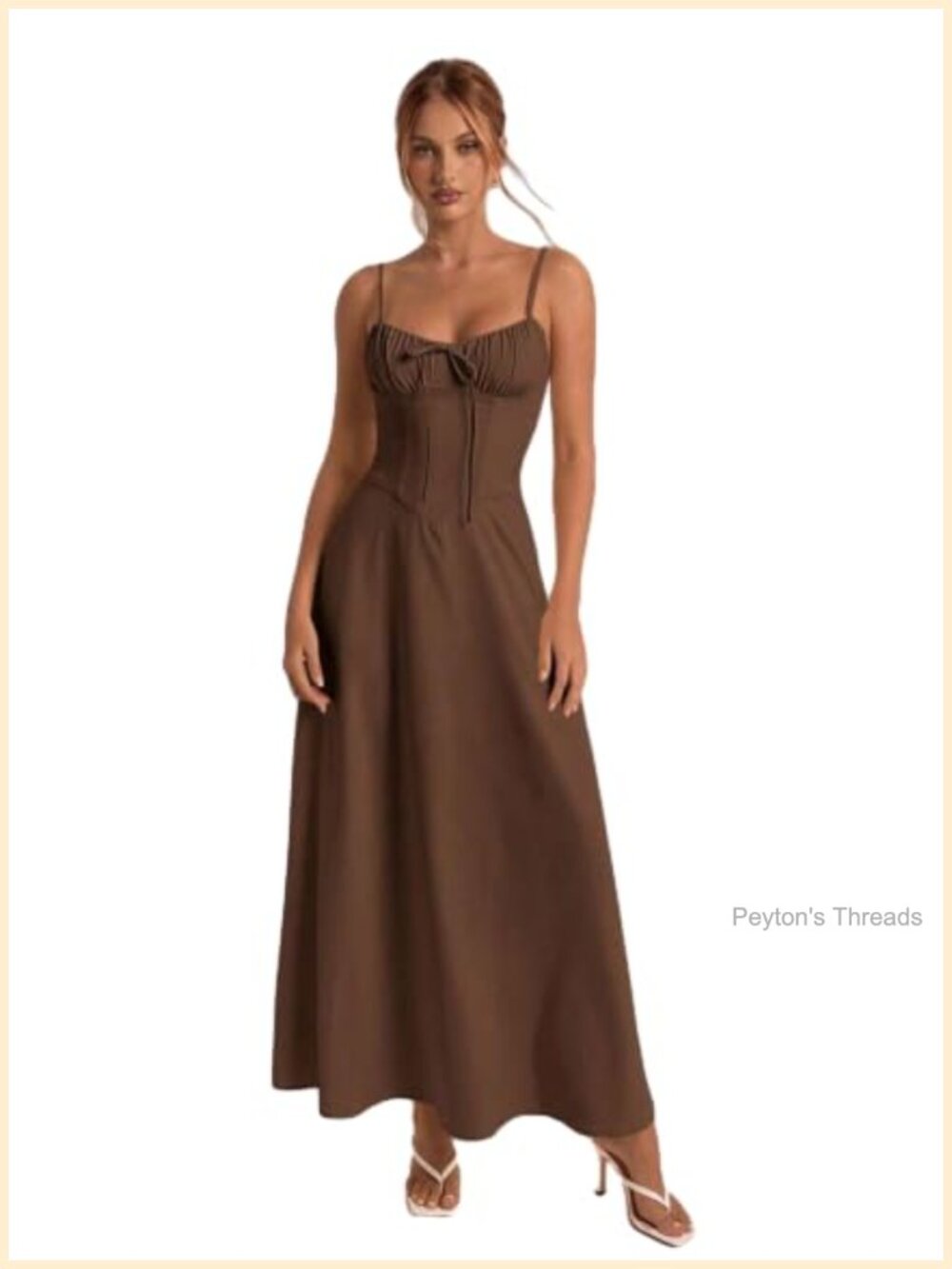 Spaghetti Strap Midi Dress Sleeveless A-Line Casual Vacation Party